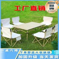 一桌四椅戶外摺疊桌可攜式擺攤摺疊桌子野餐桌卷桌露營桌椅套裝