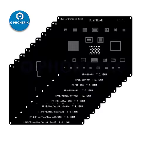 DIYPHONE BGA Reballing Stencil Kit For IPhone16 15 14 13 11 12 ProMAX X XR 8P 8 7P 7 6 Black Steel C