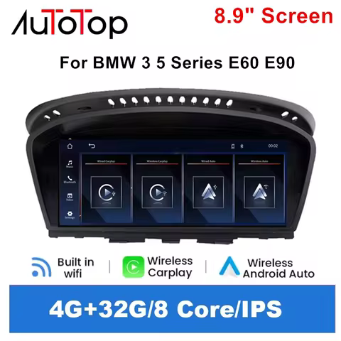 AUTOTOP 8.9" For BMW 3/5 Series E60 E61 E63 E90 E91 E92 E93 Wireless CarPlay Android Auto Multimedia