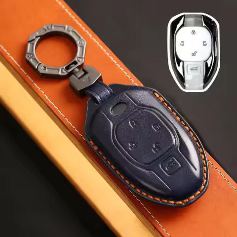 Leather Car Key Fob Case Cover for Trumpchi GAC 2021 2022 2023 2024 Empow J11 J12 J13 J14 J15 J16 GS