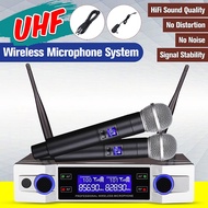 2 Channel 2 Cordless Wireless Microphone System UHF Handheld Mic Kraoke Speech Party supplies Cardioid Microphone