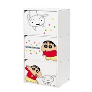 收納王妃 蠟筆小新珪藻三層木門櫃 42.5 x 29.5 x 90cm  經典款  1個