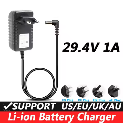 29.4V 1A Lithium Battery Charger 29.4V Battery Charger EU Plug US Plug DC 90turn 5.5*2.1MM