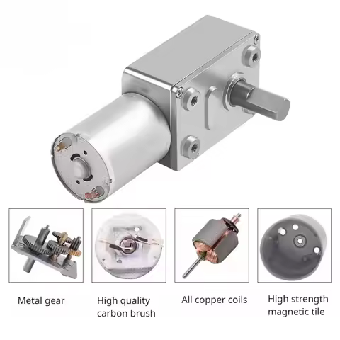 ZGY370 Worm Gear Motor JGY370 4632 DC 6V 12V 24V High Torque Worm Reversible Turbo Metal Geared Gear
