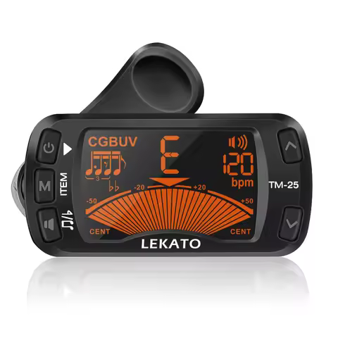 LEKATO Clip On Tuner Guitar Tuner Metronome 3 in 1 Tuner Metronome Electric Ukulele Tuner for Musica