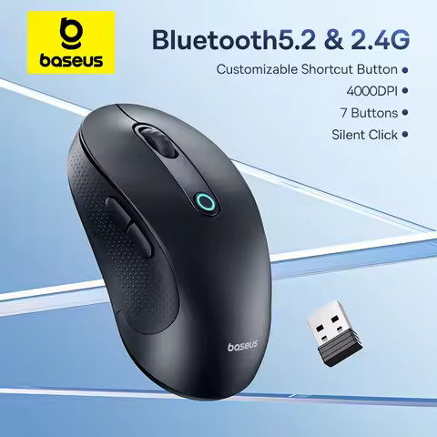 Baseus F02 Wireless Mouse Bluetooth 5.2 2.4G 4000DPI Ergonomic 7 Mute Buttons Mice for iPad MacBook 