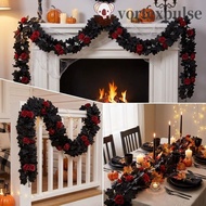 VORTEXPULSE Maple Leaf Garland, Maple Leaves Lifelike Halloween Maple Leaf Rose Vine, Fireplace Plas