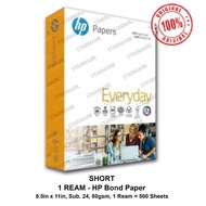 HP Bond Paper Short 80gsm Substance 24 Copy Paper Papers - Short Size 8.5inx11in 8.5 inches x 11 inc