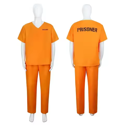 Adult Orange Prisoner Inmate Costume Jumpsuit Jailbird Outfit for Halloween Orange Prisoner Costume 