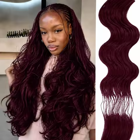 12A Burgundy 99J Body Wave Crochet Human Hair Extensions Miracle Knots Knotless Pre Separated Feathe