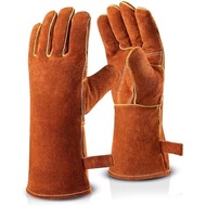 OZERO 16-Inch Heat Resistant Gloves: Upgraded Thicker 932℉ Cowhide Leather Welding Gloves, EN388 EN4