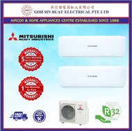 [Bulky] Mitsubishi Heavy Industries YVS Series 5 Ticks R32 Gas System 2 Aircon SCM80YS-W x 1 + SRK24YVS-W x 2