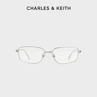 CHARLES&KEITH New Sunglasses CK3-41280610-1 แว่นตาทรงสี่เหลี่ยมกรอบบางอัจฉริยะ Silver 14*4 CM