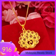 Gold Chain Pendant Box Chain Gold Necklace Peacock Necklace for Women Rantai Emas Bangkok Original Cop 916 Pendant Gold