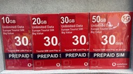 歐洲vodafone10-30gb數據sim card
