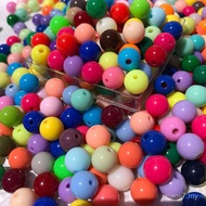 Borong Manik Akrilik Warna Pepejal, Manik Bulat Plastik Lubang Lurus, Bahan Manik, Manik Bulat Mutia