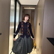 AAA+ mi u Plaid Pleated Skirt with Elastic Waist - Versatile Fall Fashion