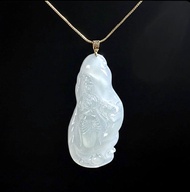冰種翡翠觀音菩薩項鍊 18K金墜頭 | 天然緬甸玉A貨翡翠 | 送禮