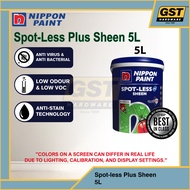 5L Nippon Paint Spotless Spot-Less Plus Sheen Interior Wall paint Cat Dalam Dinding Rumah Low Sheen