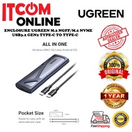 UGREEN M.2 NGFF/M.2 NVME USB3.2 GEN2 TYPE-C TO TYPE-C ENCLOSURE (UG-CM400-90264) GREY