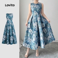 (New) Lovito Boho Dress Pleated Spring/summer Dress for Women L142ED635