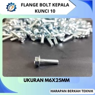 Flange Bolt Bolt M6 X 25mm + Flange Nut M6 key head 10