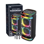 Portable bluetooth speaker Brudo BTS-1990 8" RGB iKaraoke with guitar input free 2 wireless mic