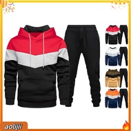 Simple Style Men Tracksuit Men Sweatshirt Pants Set Mens Sporty Hooded Sweatshirt and Jogger Pants S