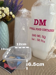 THINWALL MEREK DM SQ KOTAK KECIL/KOTAK MAKAN PLASTIK 500ML ISI 50 SET