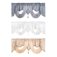 [Homyl478] Short Curtain with Tassel Small Window Curtain Decoration Breathable Rod Pocket