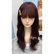 วิกผมแท้ ลอนคลาย หน้าม้าบาง สีน้ำตาลโค๊ก ยาว 18-20 นิ้ว