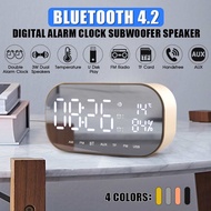 Portable LED Wireless bluetooth Speaker Dual Units FM Radio Alarm Clock
