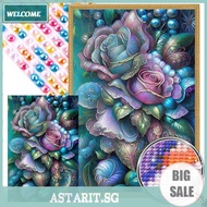 5D Full Square Drill Partial AB Drill Diamond Painting Pearlescent Rose 45x65cm