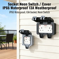 With Waterproof Cover Weatherproof Neon 13A Socket Single Double IP66 Switch