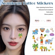 2026 New Songkran Festival Tattoo Stickers Face Body Makeup Long Lasting Summer Art Collarbone Q4i2