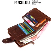 Dompet Kulit Lelaki Original Leather Men Wallet Retro Casual Trifold Short Purse Anti RFID Wallet with Zipper Coin Pocket