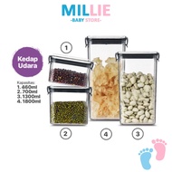 MILLIE Kitchen Transparent Food Spice Powder Storage Plastic Container Refrigerator Noodle Biscuit B