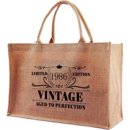 40th Birthday Gifts for Women, Vintage 1986 40 Year Old Tote Burlap Bags for Her, Personalized Jute 