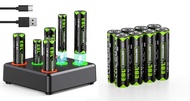 Rechargeable Lithium AA Batteries, 1.5V AA Lithium Batteries 3500mWh and AAA Battery 1300mWh with Ch