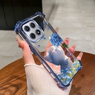 Case for Honor X6A X6B X8A X8B 4G 5G phone case flower cat four corner silicone TPU transparent soft