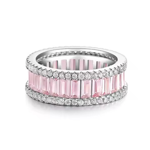 Rings Pink Moissanite Luxury Solid Platinum PT950 Women's Pink Diamond Rings High-grade Ins-style Si