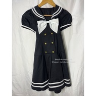 [READY Daily Kawaii Y2K Coquette Mori Goth Vintage Outfit] Catherine Cottage Seifuku Dress Black Whi