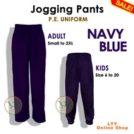 NAVY BLUE Jogging Pants P.E. Uniform 4 Kids - Adult Unisex Boys Girls P.E School Pants MIDNIGHT DARK