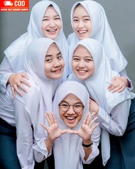 Jilbab Segiempat Sekolah Segi Empat SMP SMA Putih Polos Premium / Kerudung Sekolah Promo Hijab Voal