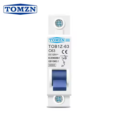 TOMZN DC MCB 1P 3A 6A 10A 16A 20A 32A 40A 50A 63A 125V Circuit breaker 6000A DIN Rail PV System