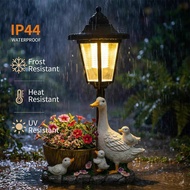 Solar Light  Garden Duck Statues with Solar Lantern Flowerpot Outdoor Decoration IP44
