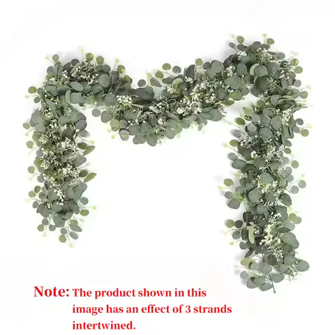 1pc Artificial Eucalyptus Leaves Greenery Garland Faux Plant Spring Vines with White Flowers Berries