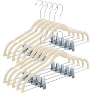 Home-it 10 Pack Velvet Hangers with Clips - Ivory Pants & Skirt Hangers - Ultra Thin No Slip Space-S
