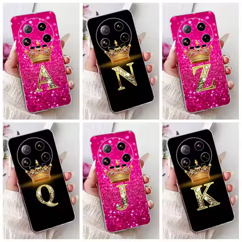 For Xiaomi 14 Ultra Case Mi 13 Ultra New Crown Letters Back Cover Soft Silicone Phone Case For Xiaom