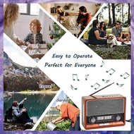 Vintage Radio Solar Retro Radio USB Rechargeable, MP3 Player, Flashlight Speaker, Support Clock Radi